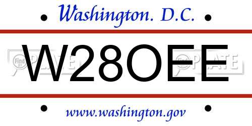 W28OEE District Of Columbia License Plate