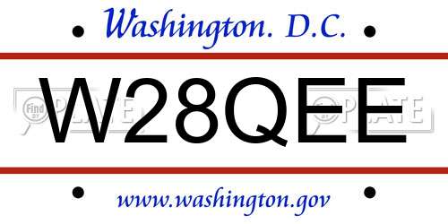 W28QEE District Of Columbia License Plate