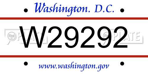 W29292 District Of Columbia License Plate