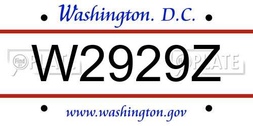 W2929Z District Of Columbia License Plate