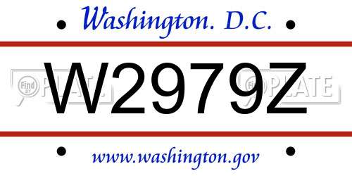 W2979Z District Of Columbia License Plate