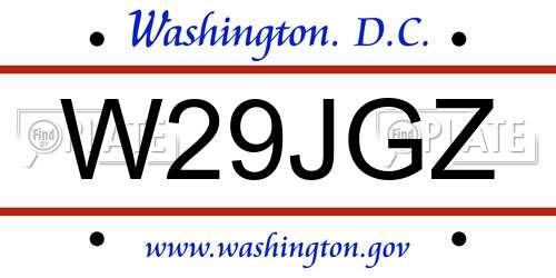 W29JGZ District Of Columbia License Plate