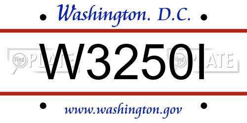 W3250I District Of Columbia License Plate
