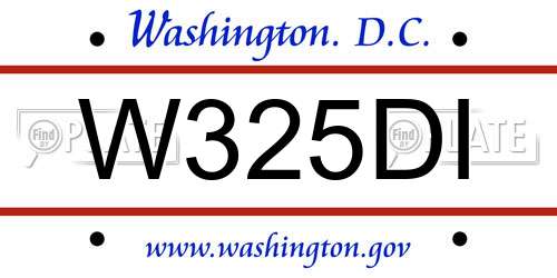 W325DI District Of Columbia License Plate