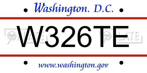 W326TE District Of Columbia License Plate