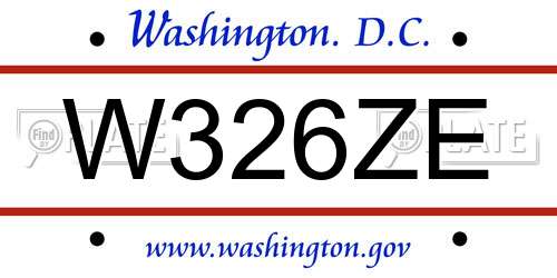W326ZE District Of Columbia License Plate
