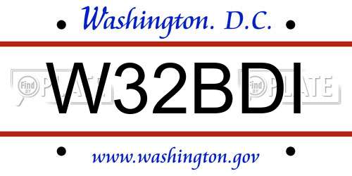 W32BDI District Of Columbia License Plate