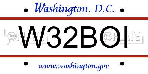 W32BOI District Of Columbia License Plate