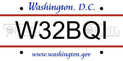 W32BQI District Of Columbia License Plate