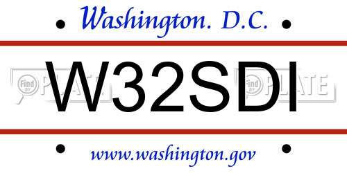 W32SDI District Of Columbia License Plate