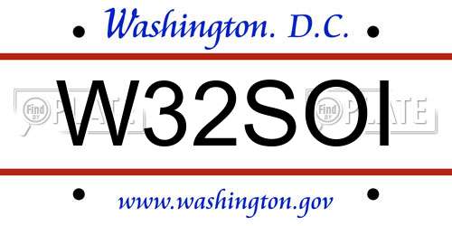 W32SOI District Of Columbia License Plate