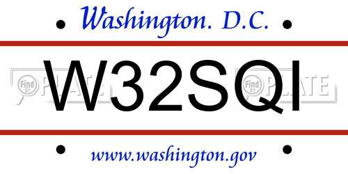 W32SQI District Of Columbia License Plate