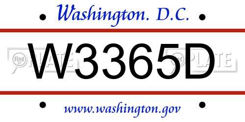 W3365D District Of Columbia License Plate