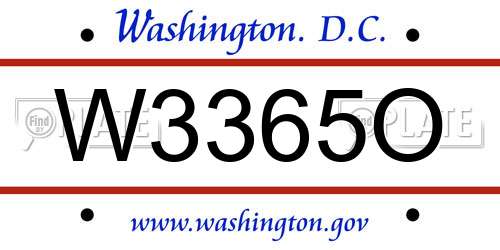 W3365O District Of Columbia License Plate