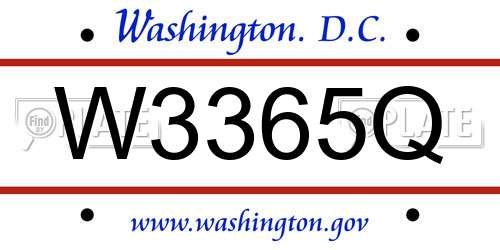 W3365Q District Of Columbia License Plate