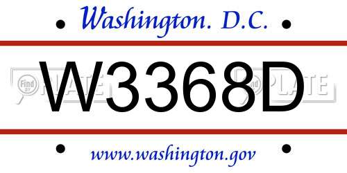 W3368D District Of Columbia License Plate