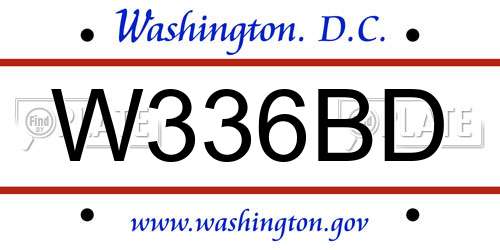 W336BD District Of Columbia License Plate