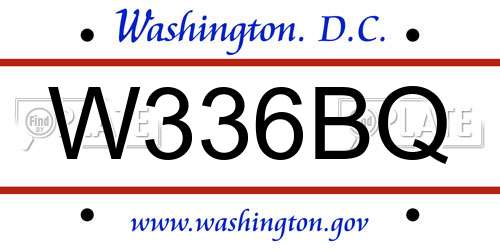 W336BQ District Of Columbia License Plate