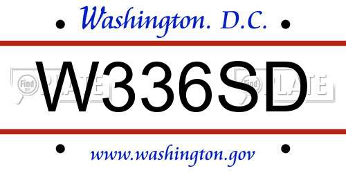 W336SD District Of Columbia License Plate