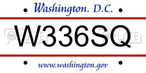 W336SQ District Of Columbia License Plate