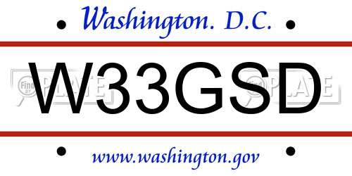 W33GSD District Of Columbia License Plate
