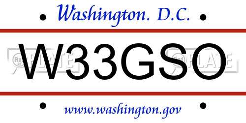 W33GSO District Of Columbia License Plate