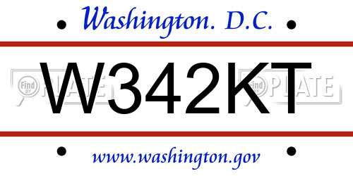 W342KT District Of Columbia License Plate