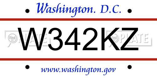 W342KZ District Of Columbia License Plate