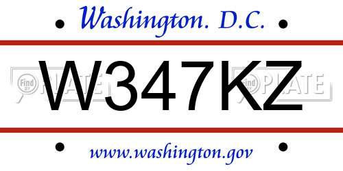 W347KZ District Of Columbia License Plate