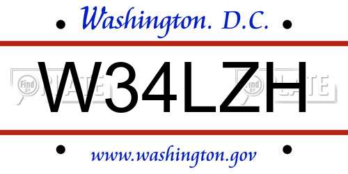 W34LZH District Of Columbia License Plate
