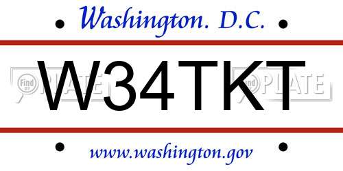 W34TKT District Of Columbia License Plate