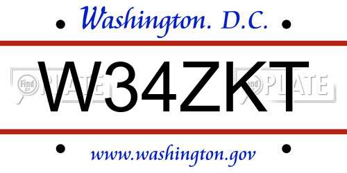 W34ZKT District Of Columbia License Plate