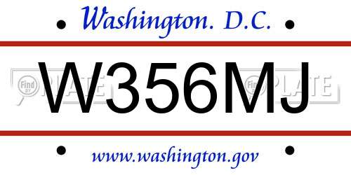 W356MJ District Of Columbia License Plate