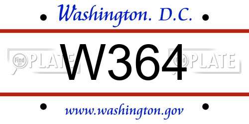 W364 District Of Columbia License Plate