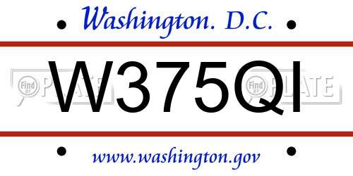 W375QI District Of Columbia License Plate
