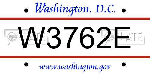 W3762E District Of Columbia License Plate