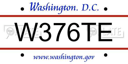 W376TE District Of Columbia License Plate