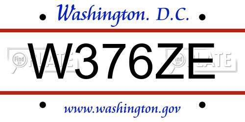 W376ZE District Of Columbia License Plate