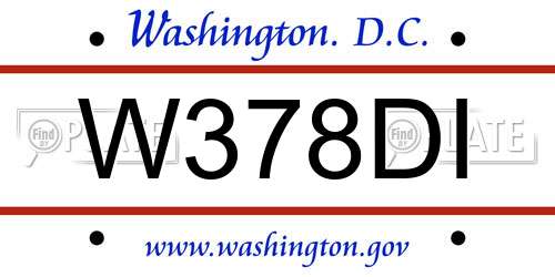 W378DI District Of Columbia License Plate