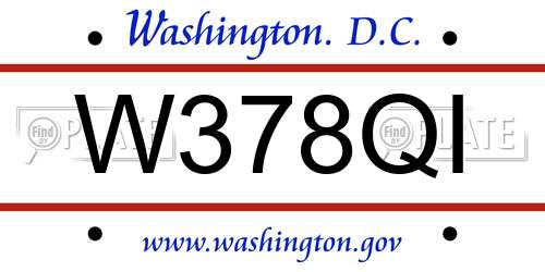W378QI District Of Columbia License Plate