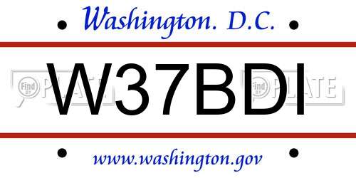 W37BDI District Of Columbia License Plate