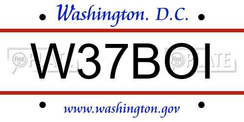 W37BOI District Of Columbia License Plate