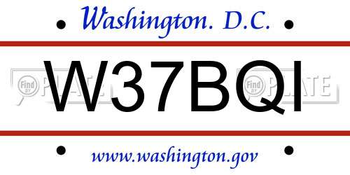 W37BQI District Of Columbia License Plate
