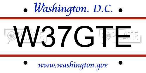 W37GTE District Of Columbia License Plate