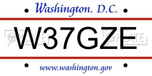 W37GZE District Of Columbia License Plate