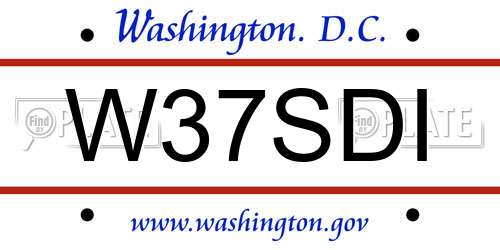 W37SDI District Of Columbia License Plate