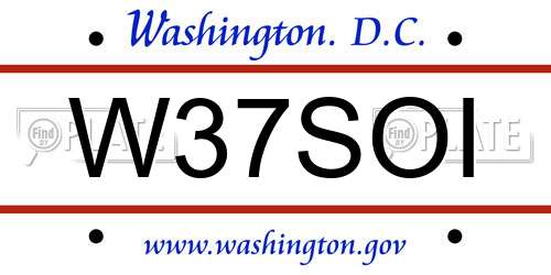W37SOI District Of Columbia License Plate