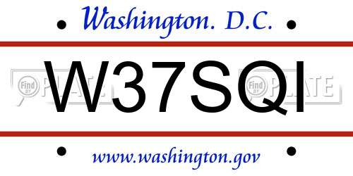 W37SQI District Of Columbia License Plate