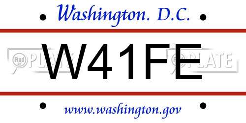 W41FE District Of Columbia License Plate