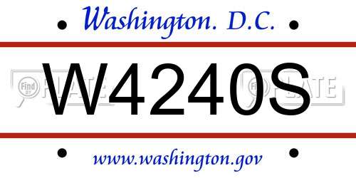 W4240S District Of Columbia License Plate
